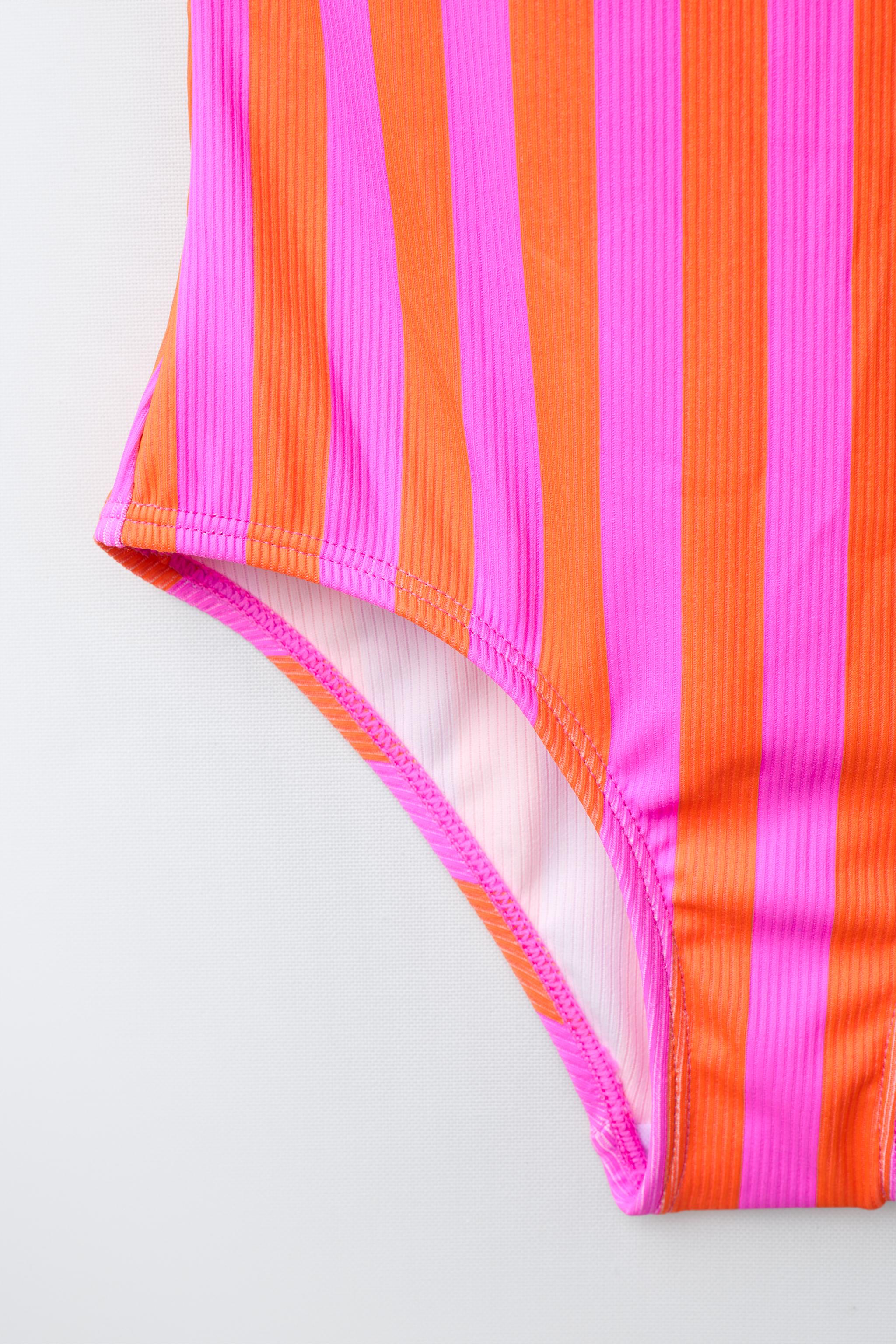 6-14 YEARS / STRIPED TEXT LA JOLLA BEACH SWIMSUIT